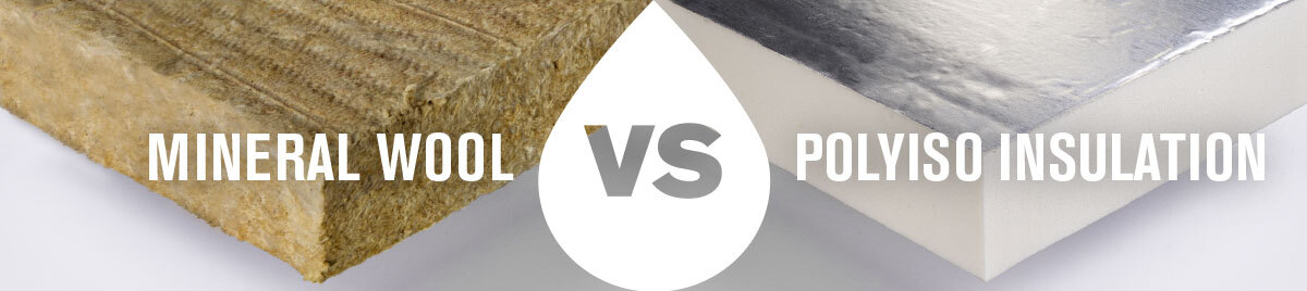 Mineral wool vs polyiso insulation comparison graphic.